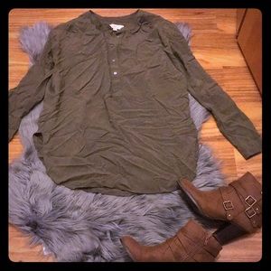 Army green Loft tunic blouse